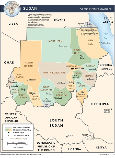 Map of Sudan - Administrative (CIA) sm