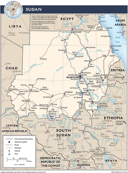 Map of Sudan - Transporation (CIA)