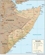Physiography Map of Somalia (CIA 180)